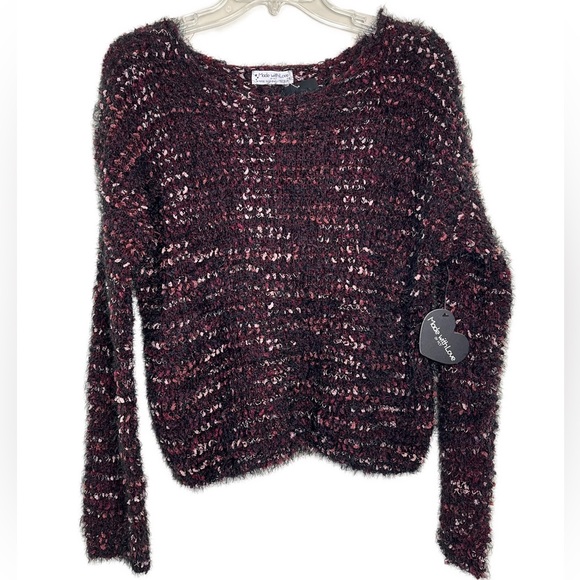 Forever 21 Sweaters - NEW Forever 21 Women’s Plum Knit Scoop Neck Crochet-Like Sweater, Size Medium